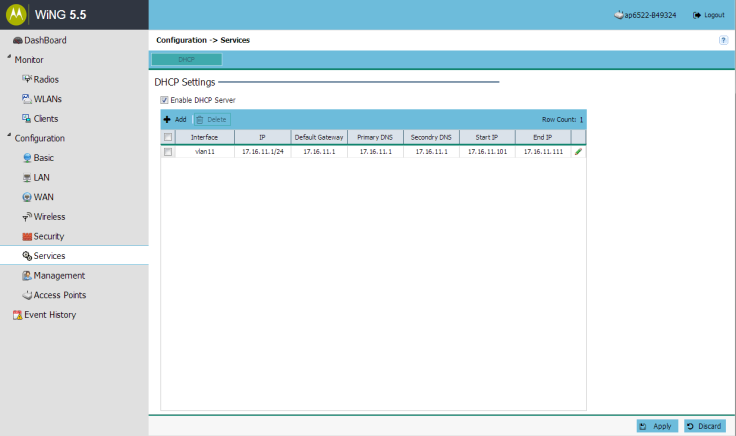 Screen - Config - 06 - Services (DHCP)